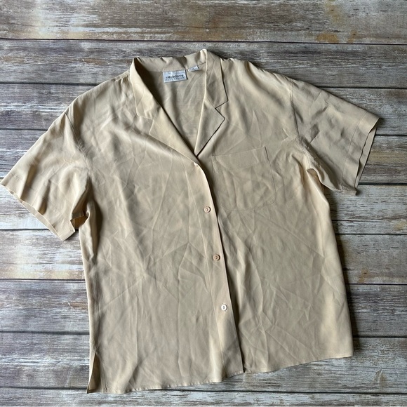 Vintage Liz Claiborne Collection 100% Silk Blouse Butter Yellow Sz 12 - Picture 1 of 5